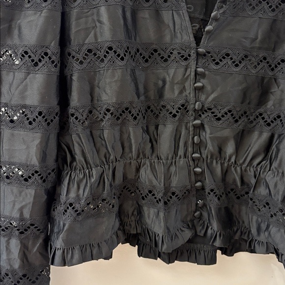 The Kooples Black Lace Blouse- women’s size 3 (large) / button detail - like new - Picture 3 of 6